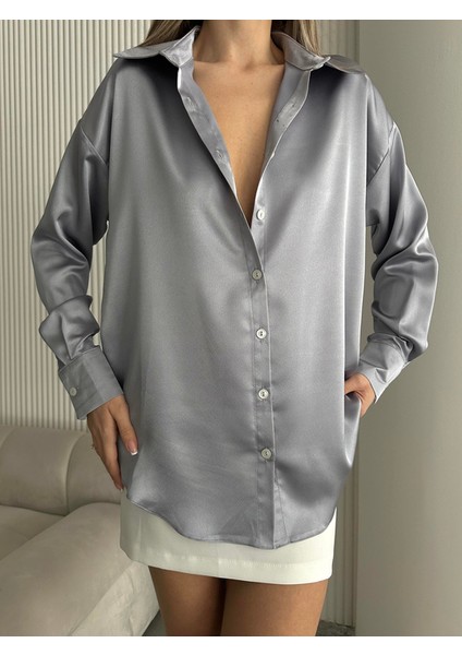 Kadın Gri Saten Gömlek fiyatları