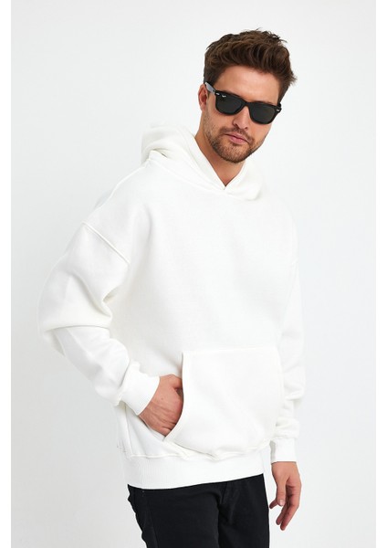 Beyaz Hoodie, Oversize Sweatshirt, Erkek Hoodie, Kanguru Cep Kapüşonlu modelleri
