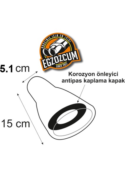 51 Mm. Antipas Iç Kaplamalı Oval Rüzgar Sesli Sök/tak Vidalı Nikelaj Egzoz Eksoz Ucu