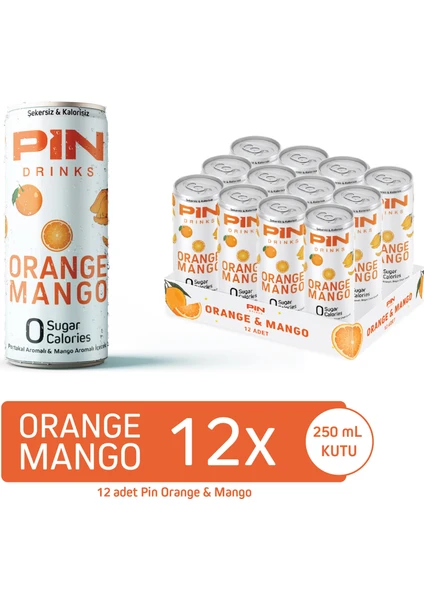 Orange Mango Tropikal Beyaz Çay- Şekersiz & Kalorisiz 250 ml x 12 Adet