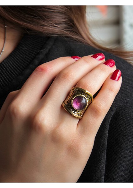 Doğal Taşlı Ametist Doğal Taşlı Hasır Model Ayarlanabilir Kadın Doğal Taşlı Yüzük EUY28A fiyatları