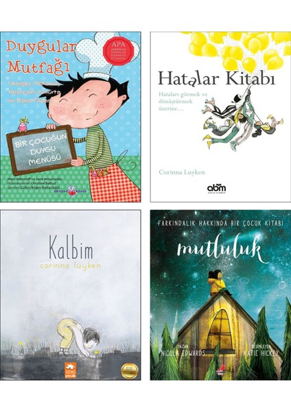 Duygular Mutfağı Apa + Hatalar Kitabı + Kalbim (Corinna Luyken) + Mutluluk (Nicola Edwards) / 4 Kitap Set