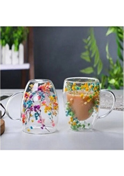 Organik Çiçekli Borosilikat Bardak 350 Ml. ROYALEKS-BRD-150 Bh