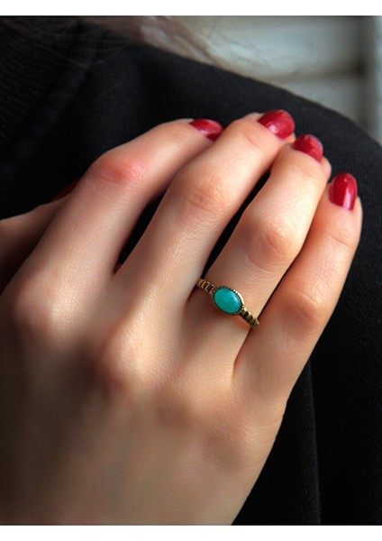 Doğal Taş Amazonit Doğal Taşlı Antik Ayarlanabilir Kadın Yüzük EUY30A fiyatları