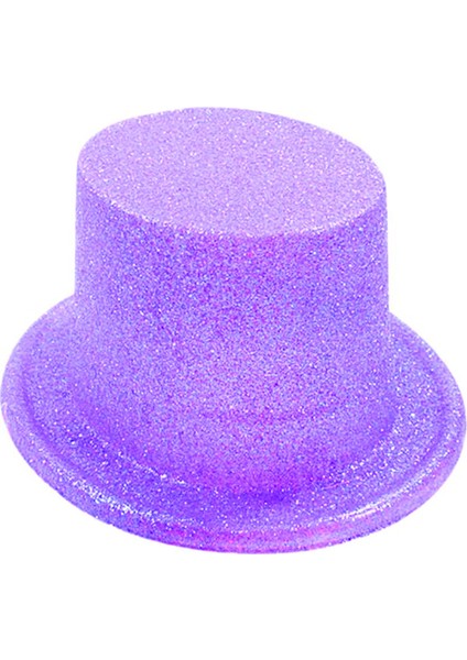 Colezium15 Floresan Mor Renk Simli Uzun Fötr Melon Şapka 12 cm (Clz)