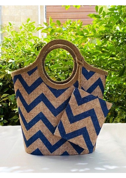 Plaj Bags Plaj Çantası Lacivert Zigzag