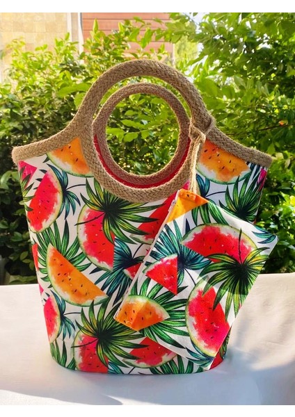 Plaj Bags Plaj Çantası Jüt Karpuz modelleri