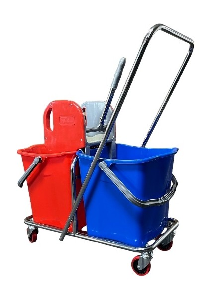Çift Kovalı Krom Temizlik Arabası Paspas Arabası (Plastik Presli) indirimleri
