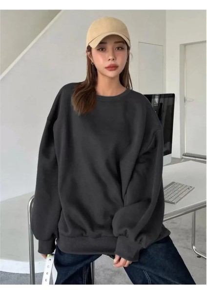Zenwave Düz Bisiklet Yaka Sweat - Siyah