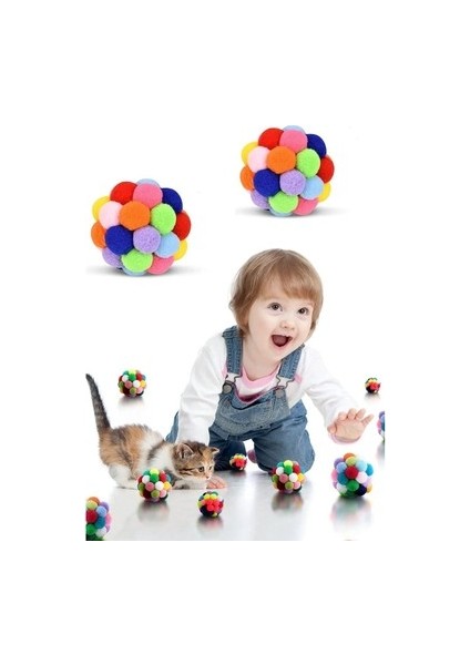 Patiflex Renkli Ponpon Top Kedi Oyuncağı Jetsepet