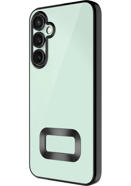 Caseart Samsung Galaxy A35 Kapak Lens Korumalı Logo Gösteren Şeffaf Luxury Silikon Kılıf - Siyah