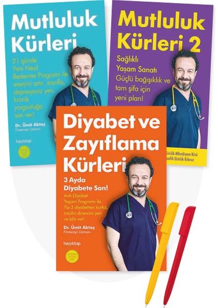 Alfa Kalem + Ümit Aktaş 3 Kitap Set Mutluluk Kürleri 1-2 Di-Yabet ve Kürleri - Moda – - Ümit Aktaş