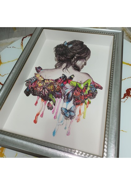 Kelebekli Kız 35 X50 Rölyef Tablo
