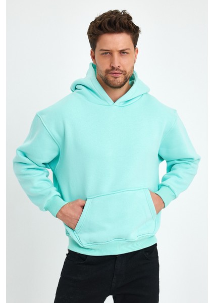 Açık Mavi Hoodie, Oversize Sweatshirt, Erkek Hoodie, Kanguru Cep Kapüşonlu modelleri