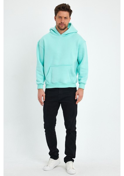 Açık Mavi Hoodie, Oversize Sweatshirt, Erkek Hoodie, Kanguru Cep Kapüşonlu indirimleri