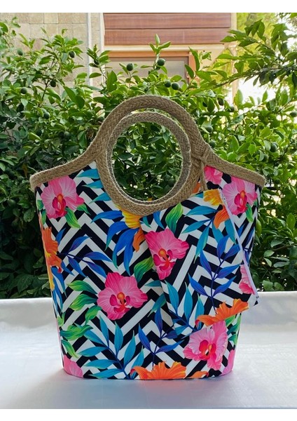 Plaj Çantası Renkli Çiçek