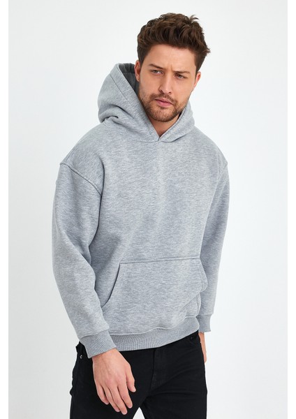 Gri Hoodie, Oversize Sweatshirt, Erkek Hoodie, Kanguru Cep Kapüşonlu fiyatları