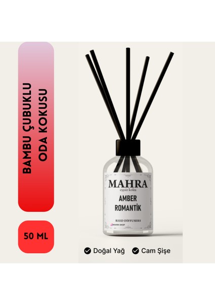 Amber Oda Kokusu Romantik Bambu Çubuklu Oda Kokusu Esansiyel Uçucu  Yağ Reed Diffuser 50ML