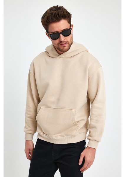 Bej Hoodie, Oversize Sweatshirt, Erkek Hoodie, Kanguru Cep Kapüşonlu indirimleri
