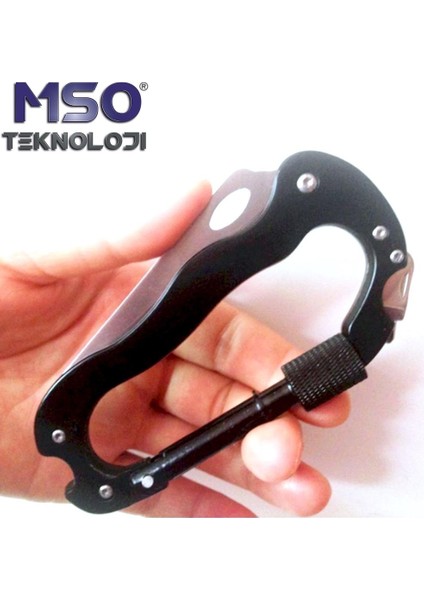 MSO Outdoor Paslanmaz Çelik & Alüminyum Karabina Çakı Bıçak Tornavida