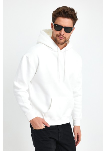 Beyaz Hoodie, Oversize Sweatshirt, Erkek Hoodie, Kanguru Cep Kapüşonlu modelleri