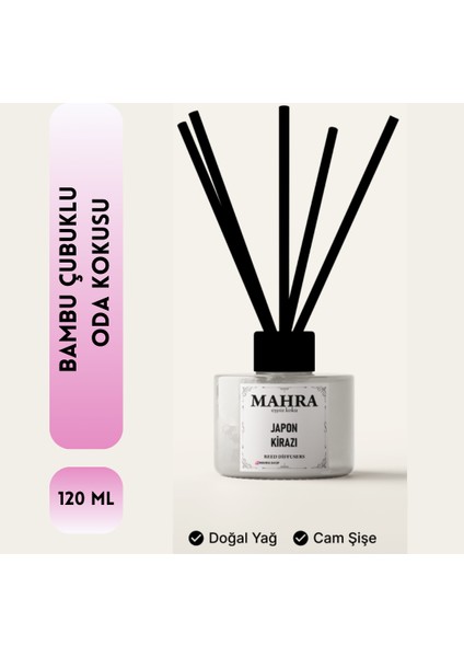 Oda Kokusu Japon Kirazı Bambu Çubuklu Oda Kokusu Esansiyel Uçucu 120 ml