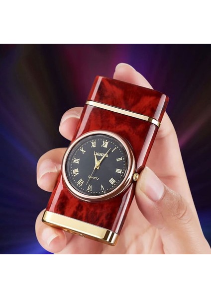 Isme Özel Işıklı Saatli Bordo Renk Çakmak fiyatları