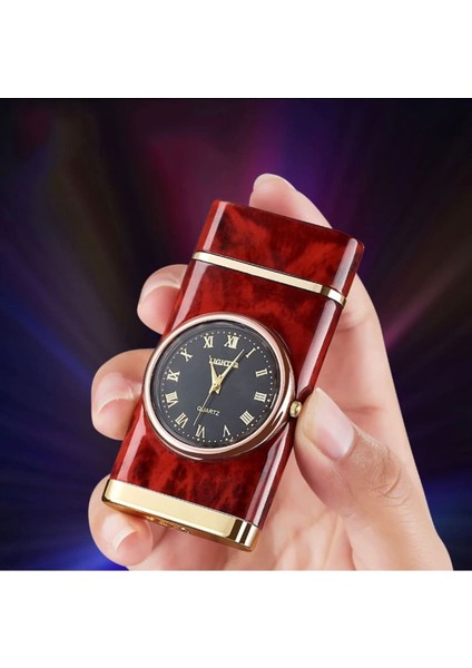 Isme Özel Işıklı Saatli Bordo Renk Çakmak indirimleri