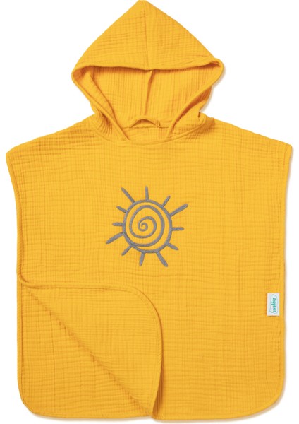 4 Katlı Nakışlı Müslin Panço - Hardal modelleri