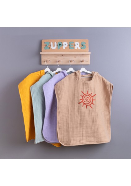 4 Katlı Nakışlı Müslin Panço - Hardal fırsatları