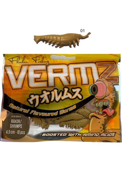 Vermz Karides 4.5cm 01 Renk Lrf Silikon Yem 10'lu Paket