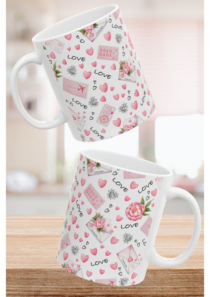 Hediyelik Love Desenli Mektup Romantik Kalpli Kahve ve Çay Kupa Bardağı fırsatları