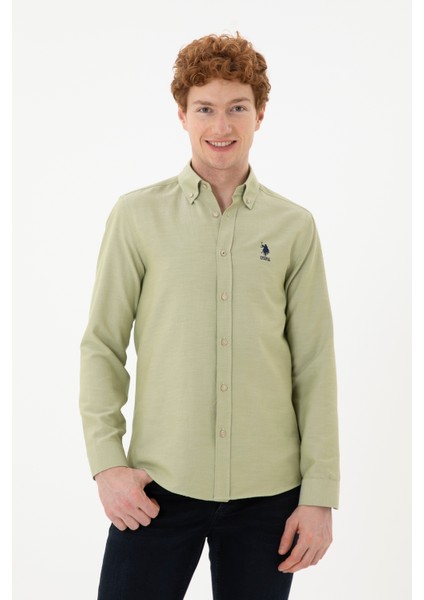 1886621 NOVA024Y U.S. Polo Assn. Erkek Gömlek Açık Haki
