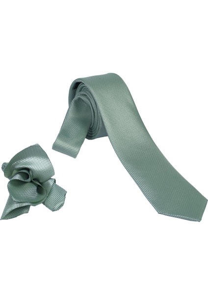 1.kalite Özel Desenli Özgün Renk 5.5 cm Genişliğinde (Kuşgözü) Kravat Mendil Seti