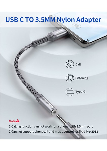 Usb-C Type-C To 3,5 mm Kulaklık Jack Hifi Adaptörü USB C - Aux Ses Dönüştürücü Kulaklık Aparatı Kablosu Samsung Galaxy S23 S23+ S23 Ultra S22 S21 S20 Plus/ultra, iPad Pro, MacBook Uyumlu CM0011