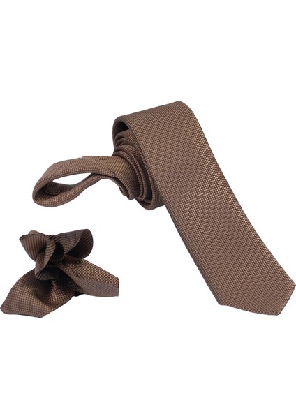 1.kalite Özel Desenli Özgün Renk 5.5 cm Genişliğinde (Kuşgözü) Kravat Mendil Seti