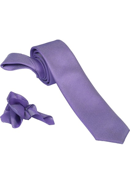 1.kalite Özel Desenli Özgün Renk 5.5 cm Genişliğinde (Kuşgözü) Kravat Mendil Seti