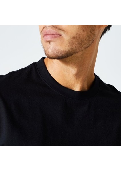 DOMYOS Erkek Siyah Regular Spor Tişörtü 500 Essentials - Fitness