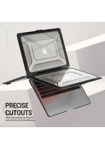 Apple MacBook Air 13.6'' M3 2024 Antishock Özellikli Katlanabilir Standlı Armor Ön Arka Kapak Kılıf A3113