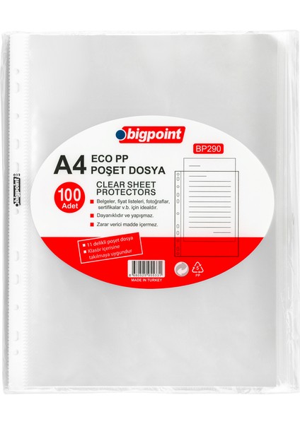 Poşet Dosya Eco 30 Mikron 100'lü Paket X 10 Adet