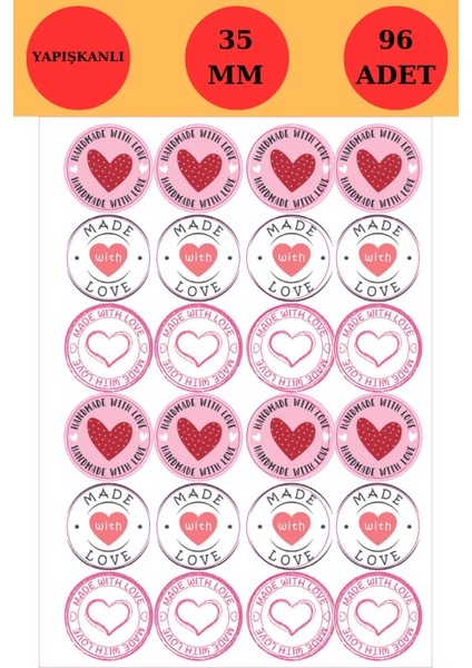 Love Heart Sticker - Kalp Sticker - Love Sticker - Paketleme Sticker - Notebook Sticker -