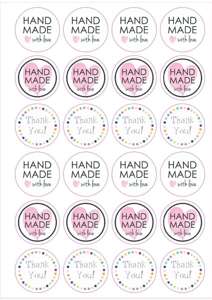 Handmade & Thank You Sticker - Handmade Sticker - Paketleme Sticker - Teşekkür Sticker