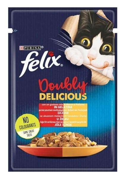 Taze Sığır Etli ve Kümes Hayvanlı Jöleli Pouch Yetişkin Konserve Kedi Maması 85 gr