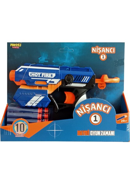 20 mt Atış Mesafeli Nişancı 1 Sünger Dart Atan Tabanca Nerf Silah