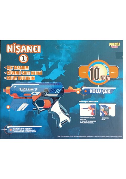 20 mt Atış Mesafeli Nişancı 1 Sünger Dart Atan Tabanca Nerf Silah