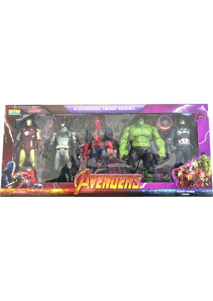 5'li Işıklı Büyük Boy Figür Hulk Örümcek Adam Batman Demir Captain Amerika Oyuncak