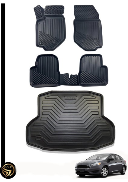 Ford Focus 3 2010-2015 3D Havuzlu Oto Paspas ve Bagaj Havuzu Nora Set