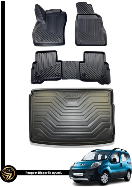 Peugeot Bipper 3D Havuzlu Oto Paspas ve Bagaj Havuzu Nora Set