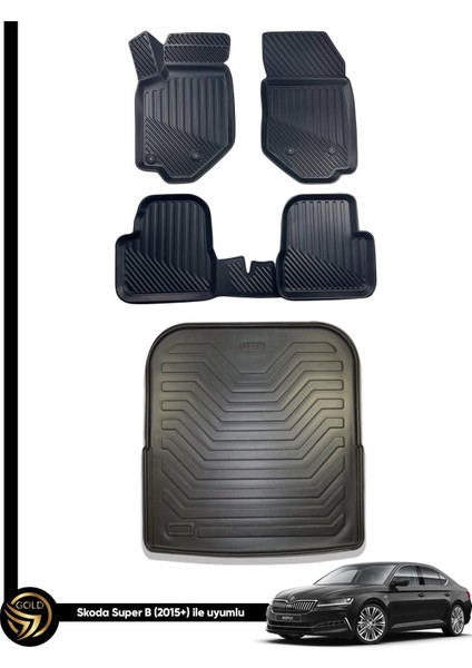 Skoda Super B 3D Havuzlu Oto Paspas 2015-2023 ve Bagaj Havuzu Nora Set fiyatları
