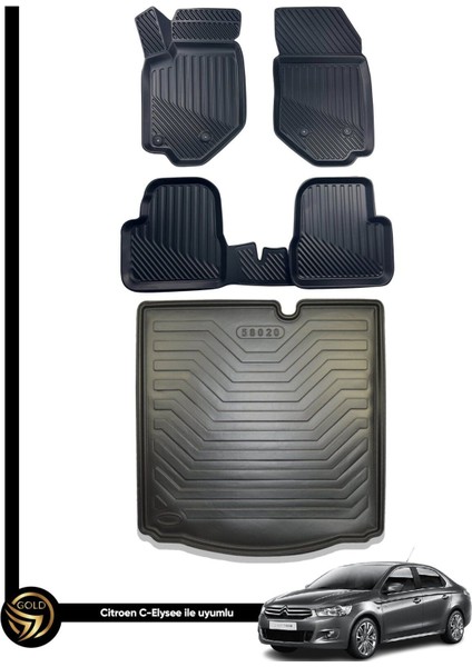 Citroen C-Elysee 3D Havuzlu Oto Paspas ve Bagaj Havuzu Nora Set